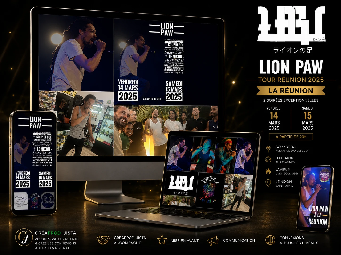 Lion Paw Tournée Réunion 2025 — communication événementielle réalisée par Créaprod-JISTA